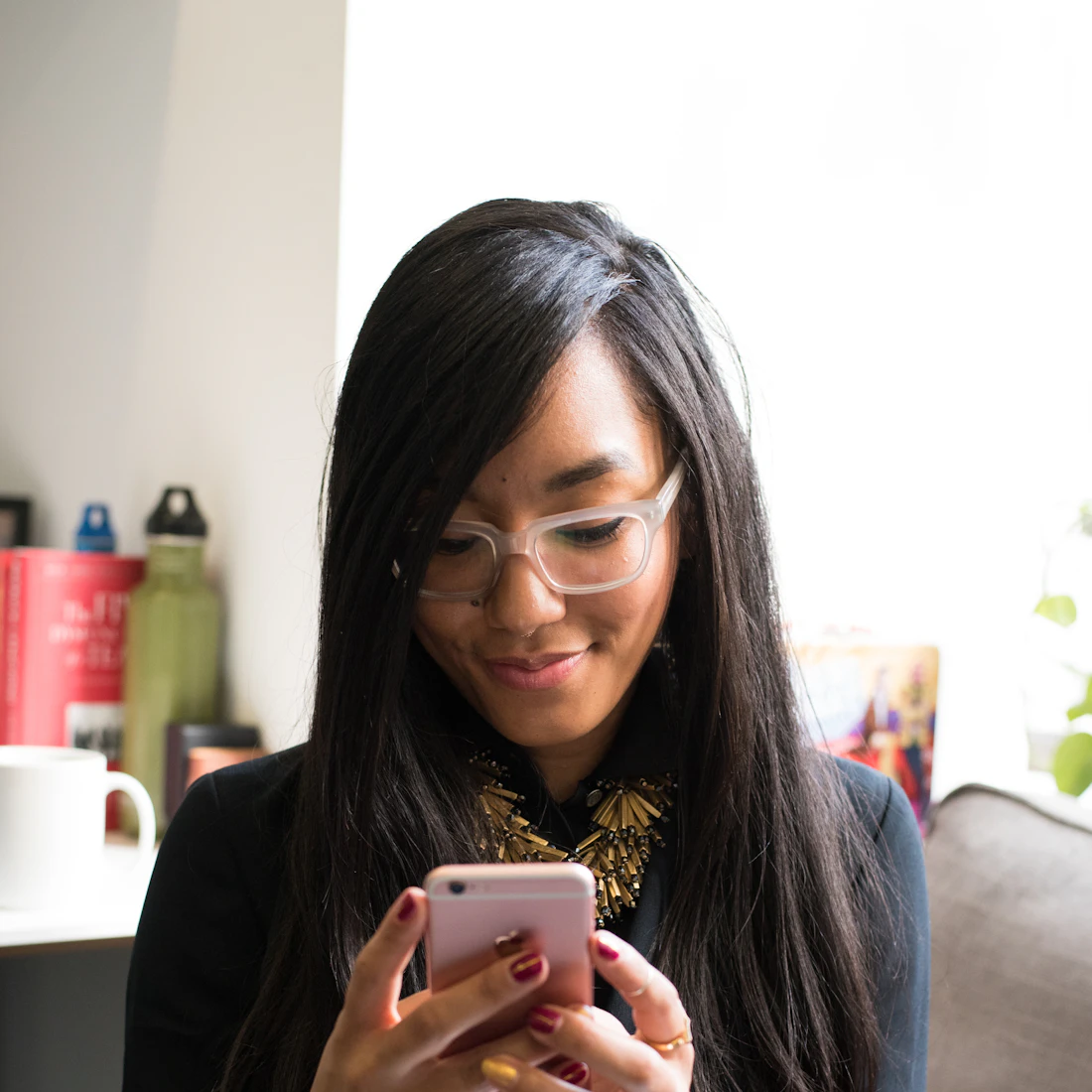 Customer chatting on a smartphone